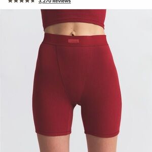 Skims Cotton Rib Boxer - brick